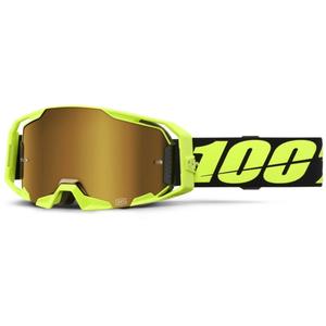 Motocrossbriller 100% ARmatic Neon Yellow med guldfarvet plexi