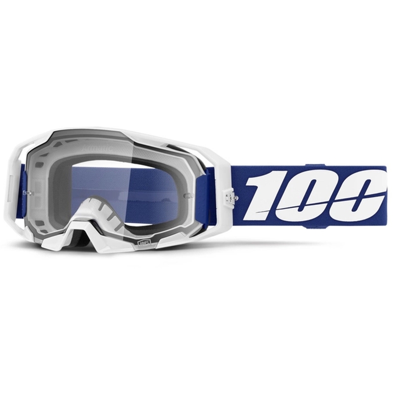 Motocrossbriller 100 % ARmatic blå med klart plexi
