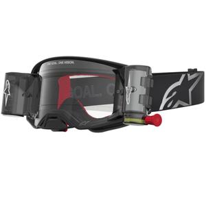 Alpinestars Supertech ROLL-OFF motocrossbriller sort-sølv med klar plexiglas
