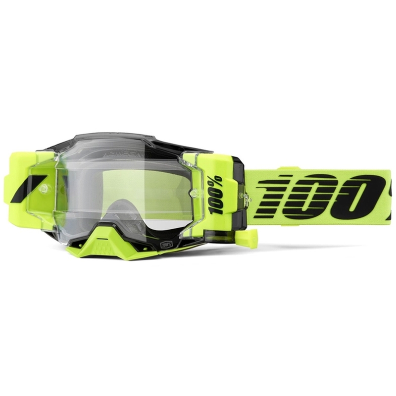 Motocrossbriller 100% - USA Armega Forecast fluo green (klart glas)