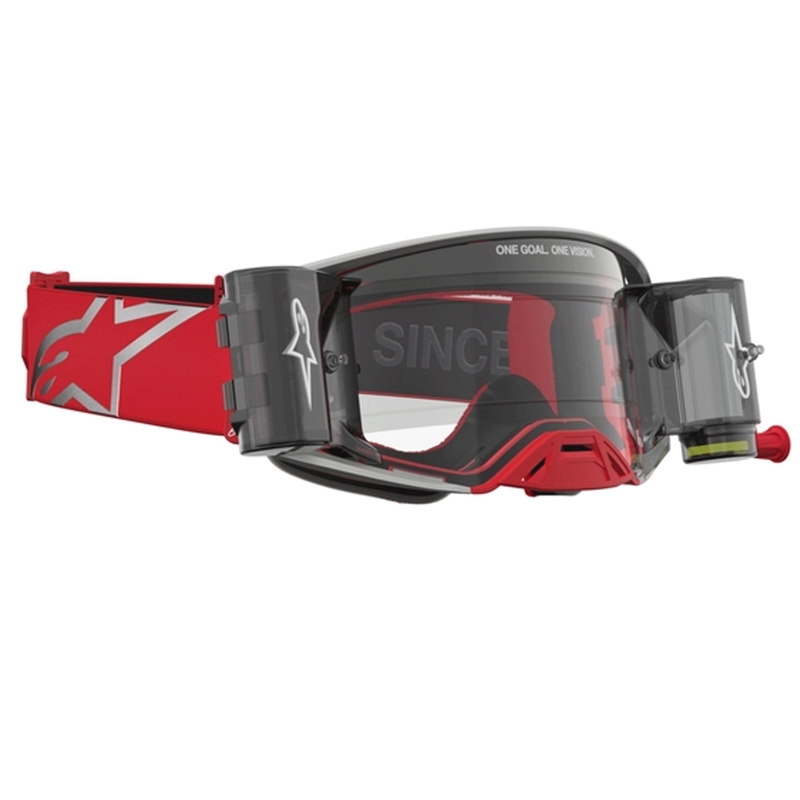 Alpinestars Supertech Firma rød-sølv motocrossbriller med klar plexiglas