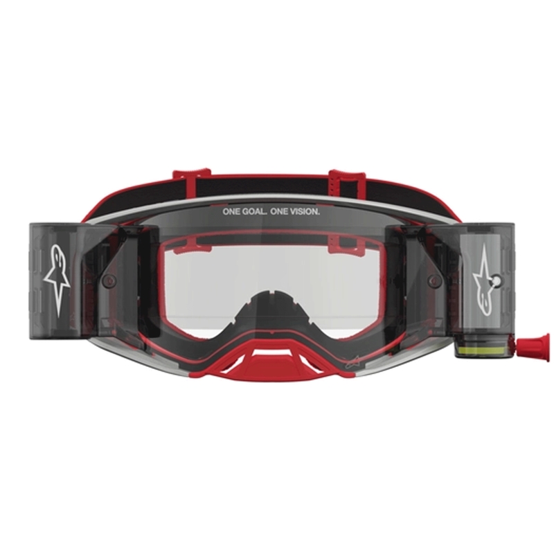 Alpinestars Supertech Firma rød-sølv motocrossbriller med klar plexiglas