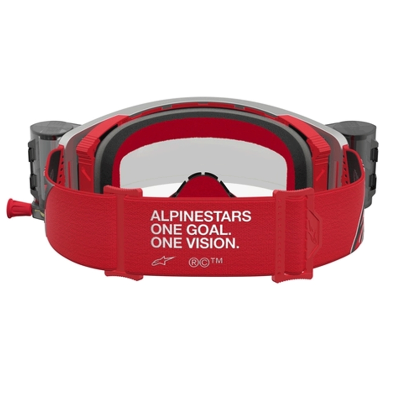 Alpinestars Supertech Firma rød-sølv motocrossbriller med klar plexiglas