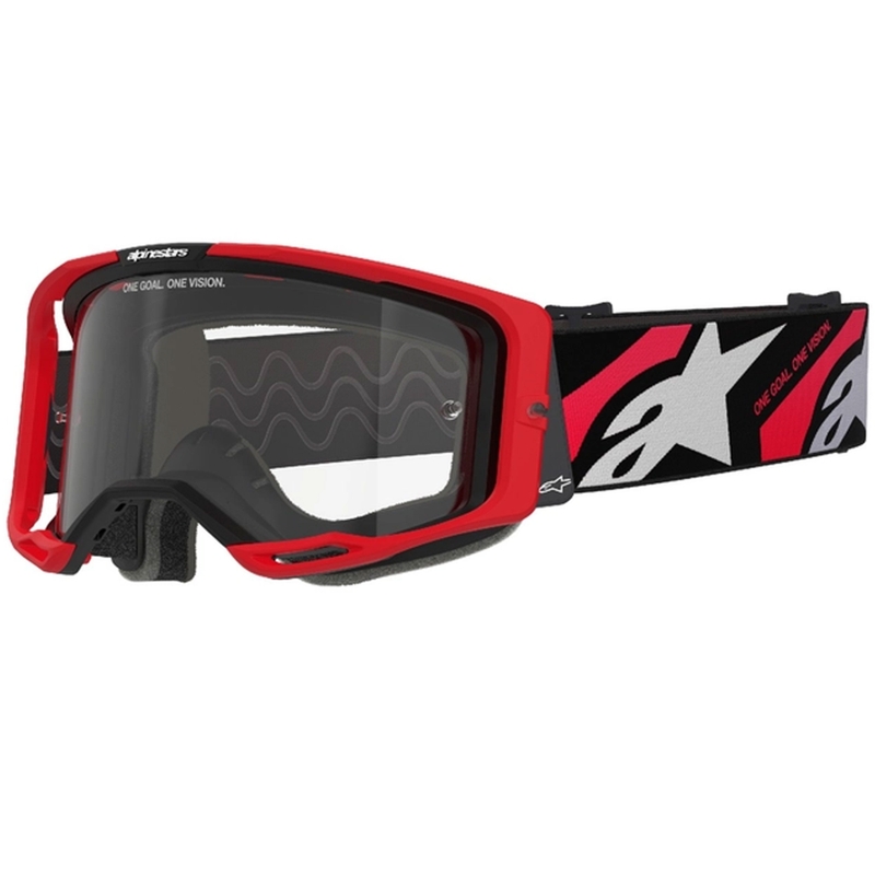Alpinestars Vision 8 Luar rød og sort motocrossbrille med klar linse