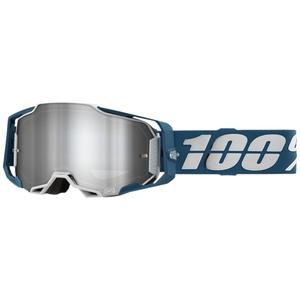 Motocrossbriller 100 % ARMEGA Albar gråblå (sølvfarvet plexi)