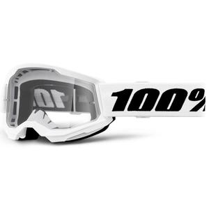 Motocrossbriller til børn 100% STRATA 2 hvid klar plexi