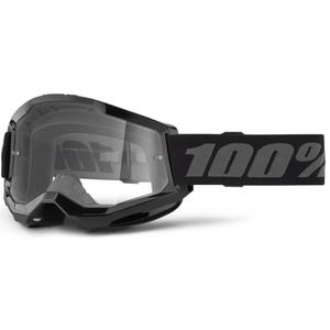 Motocrossbriller til børn 100% STRATA 2 sort klar plexi
