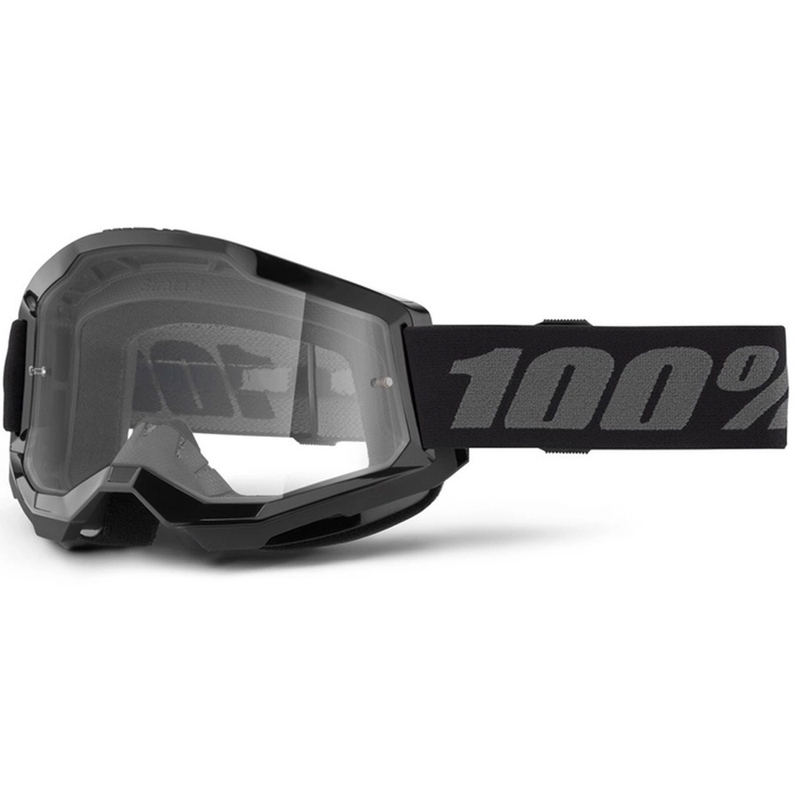 Motocrossbriller til børn 100% STRATA 2 sort klar plexi