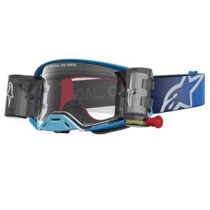 Alpinestars Supertech ROLL-OFF motocrossbriller blå-sølv med klar plexiglas