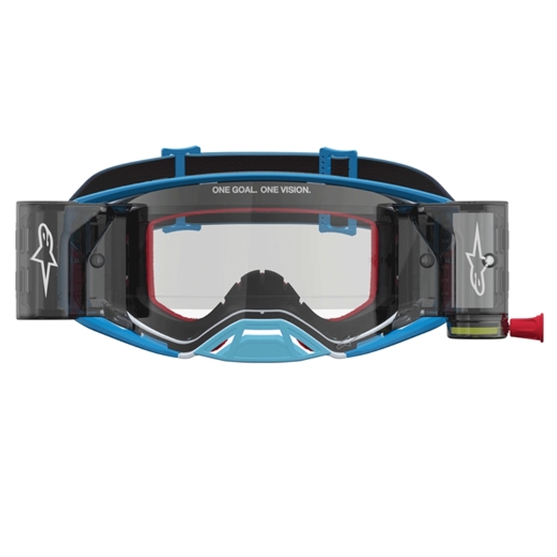 Alpinestars Supertech ROLL-OFF motocrossbriller blå-sølv med klar plexiglas