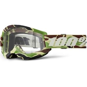 Motocrossbriller 100% STRATA 2 New War Camo grøn (klar plexi)
