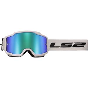 LS2 Charger H-V motocrossbrille hvid med grøn iridium plexi