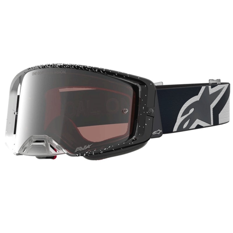 Alpinestars Supertech motocrossbriller hvid-sort med spejl sølv plexiglas