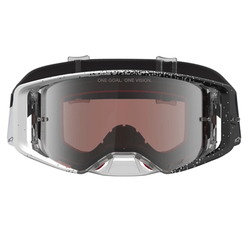 Alpinestars Supertech motocrossbriller hvid-sort med spejl sølv plexiglas