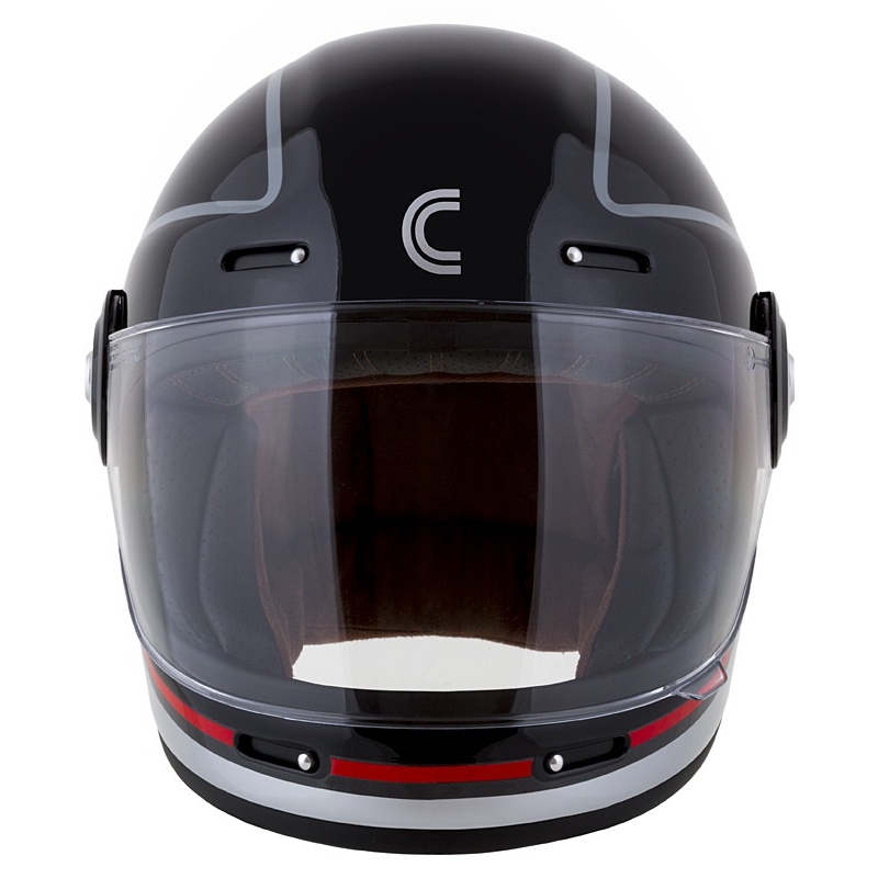Cassida Fibre Jawa Sport fullface motorcykelhjelm sort-sølv-rød 2 - II. kvalitet