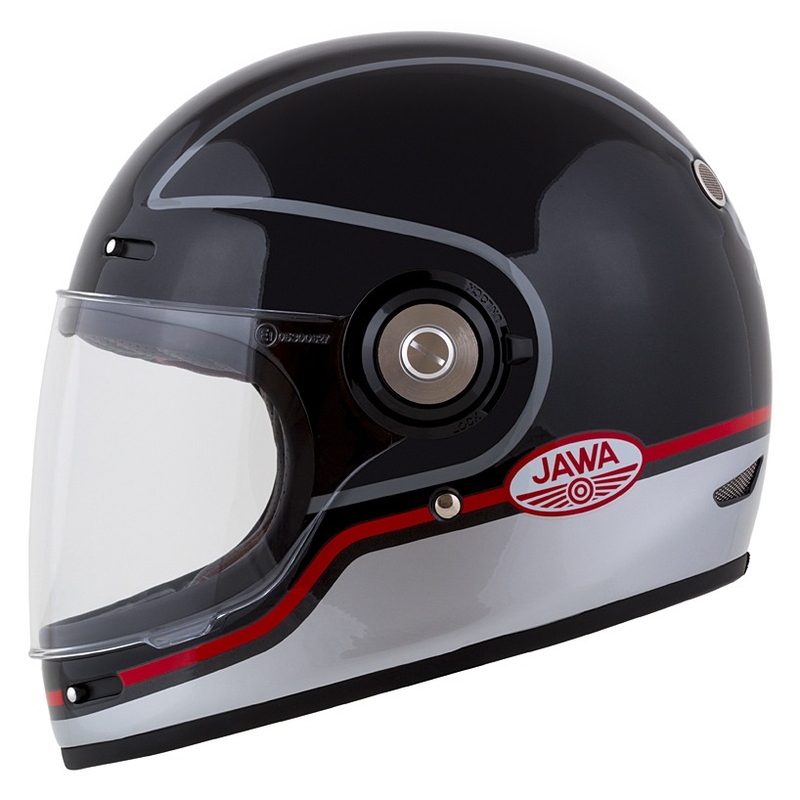 Cassida Fibre Jawa Sport fullface motorcykelhjelm sort-sølv-rød 2 - II. kvalitet