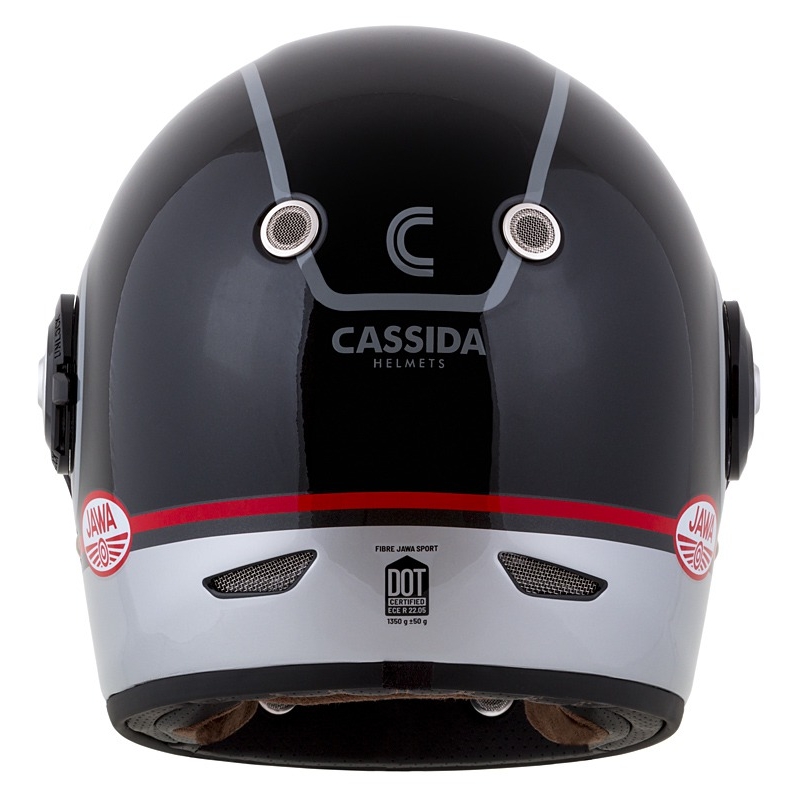 Cassida Fibre Jawa Sport fullface motorcykelhjelm sort-sølv-rød 2 - II. kvalitet