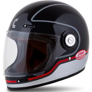 Cassida Fibre Jawa Sport fullface motorcykelhjelm sort-sølv-rød 2 - II. kvalitet