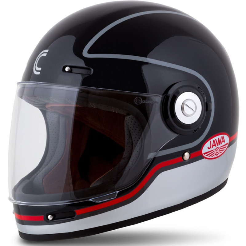 Cassida Fibre Jawa Sport fullface motorcykelhjelm sort-sølv-rød 2 - II. kvalitet