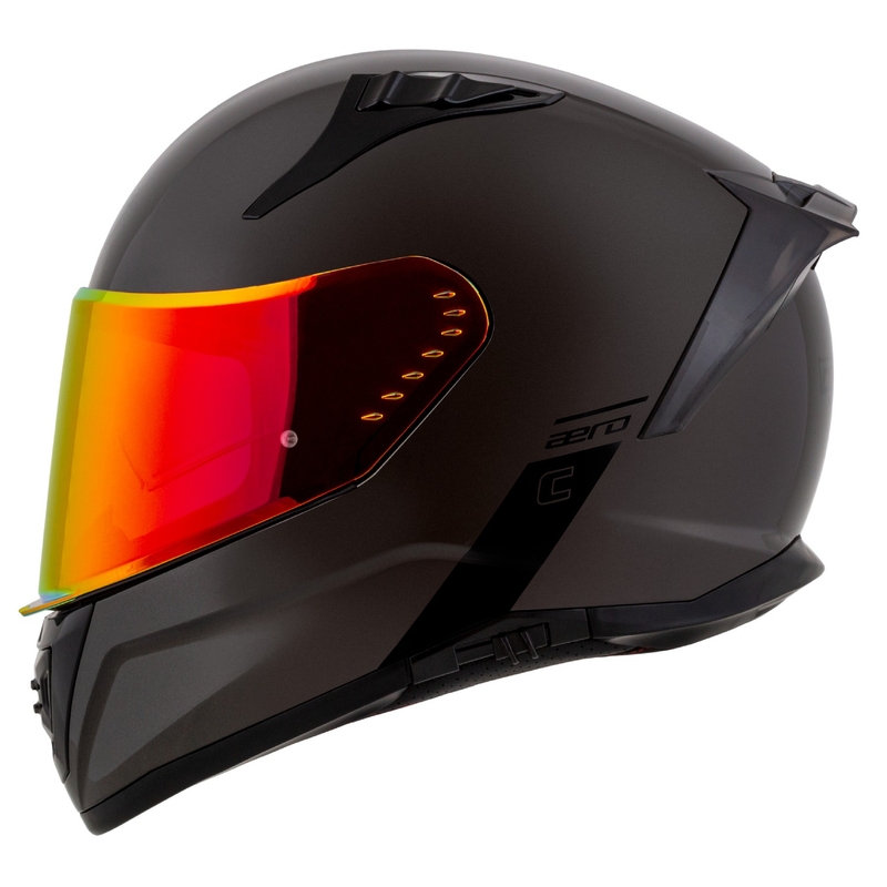 Cassida Aero Super Mono Integralhjelm, Blank Sort Krom-Sort - II. kvalitet