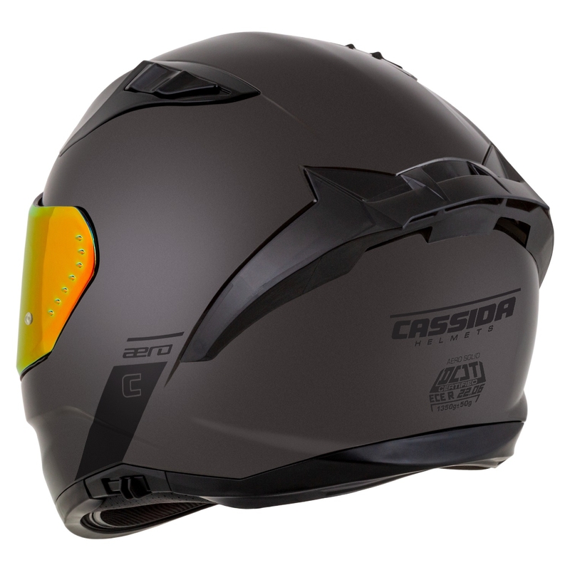 Cassida Aero Super Mono Integralhjelm, Blank Sort Krom-Sort - II. kvalitet