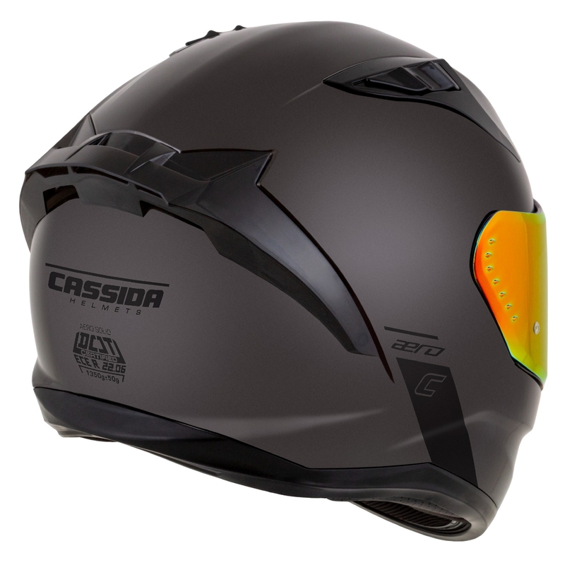Cassida Aero Super Mono Integralhjelm, Blank Sort Krom-Sort - II. kvalitet