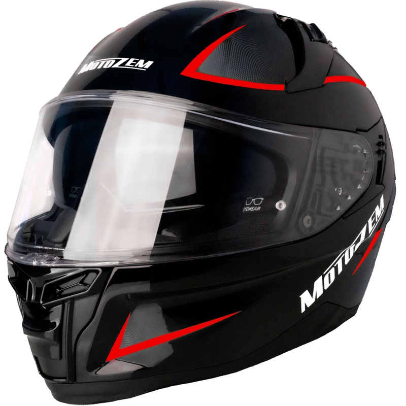 Fullface motorcykelhjelm Motozem Guardian sort-rød 4 - II. kvalitet