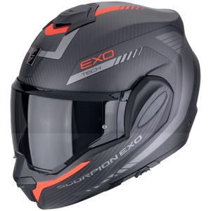 Sammenklappelig motorcykelhjelm Scorpion EXO-TECH EVO CARBON COSY mat sort-rød - II. kvalitet