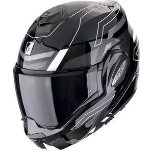 Sammenklappelig motorcykelhjelm Scorpion EXO-TECH EVO CONQUER sort og hvid - II. kvalitet