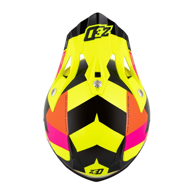 Motocrosshjelm til børn ZED X1.9 Tendo fluogul-lyserød-orange-sort - II. kvalitet