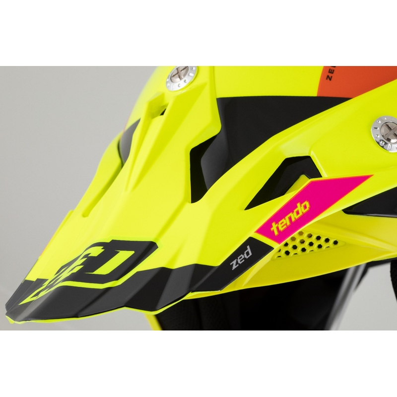 Motocrosshjelm til børn ZED X1.9 Tendo fluogul-lyserød-orange-sort - II. kvalitet
