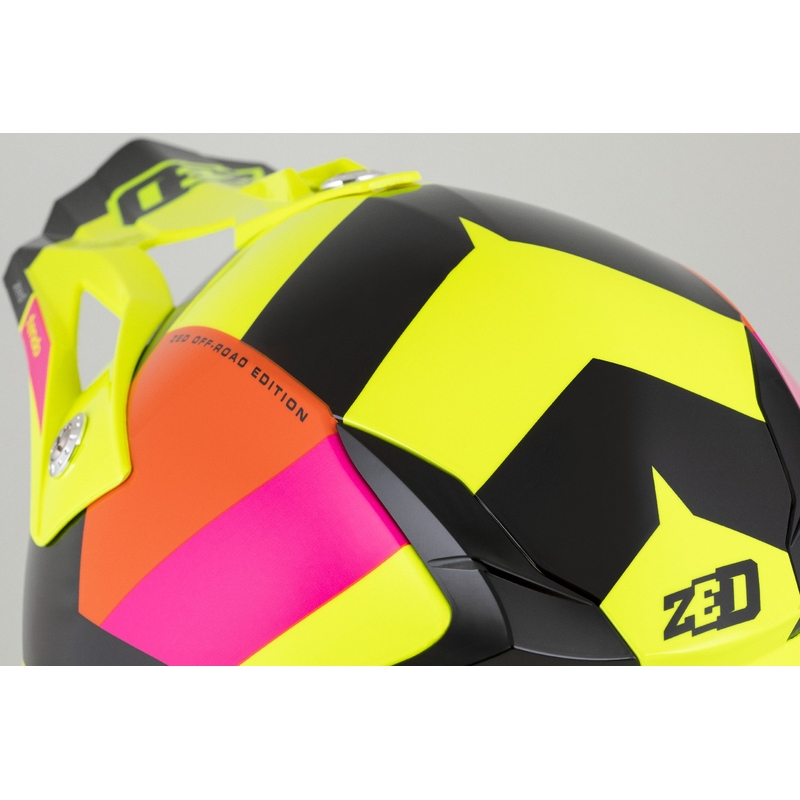 Motocrosshjelm til børn ZED X1.9 Tendo fluogul-lyserød-orange-sort - II. kvalitet