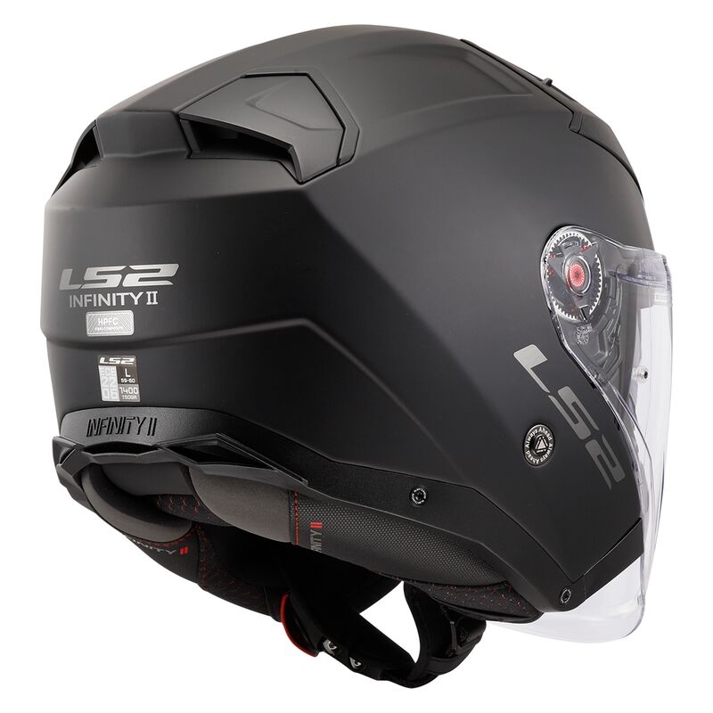 Åben motorcykelhjelm LS2 OF603 Infinity II Solid Black Matte - II. kvalitet