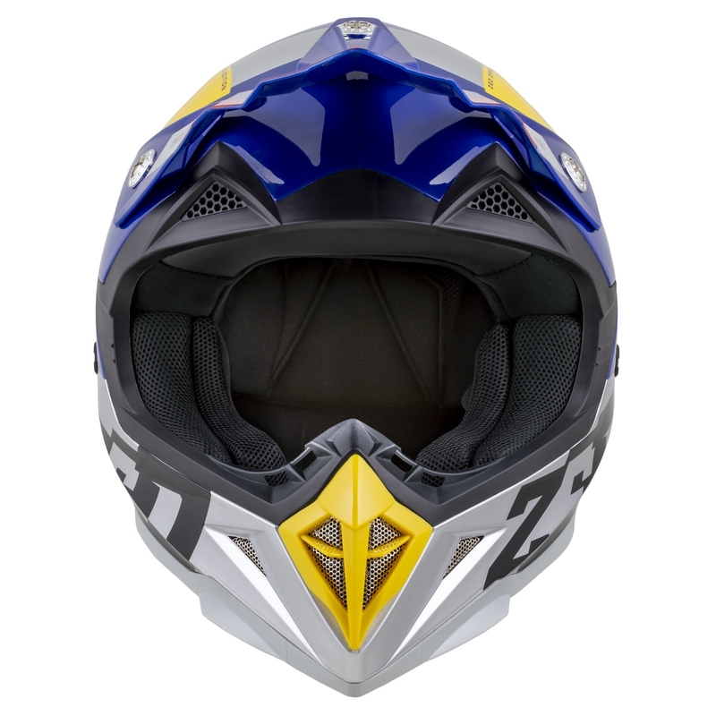 Motocrosshjelm ZED X1.9 Tendo pearl blå-rød-gul-sølv - II. kvalitet