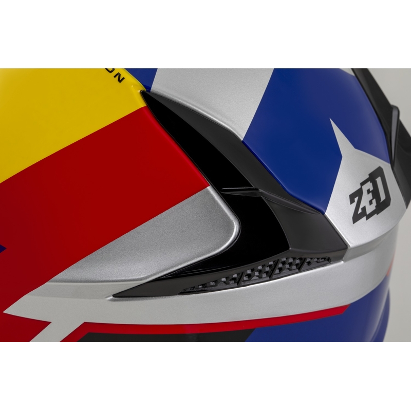 Motocrosshjelm ZED X1.9 Tendo pearl blå-rød-gul-sølv - II. kvalitet