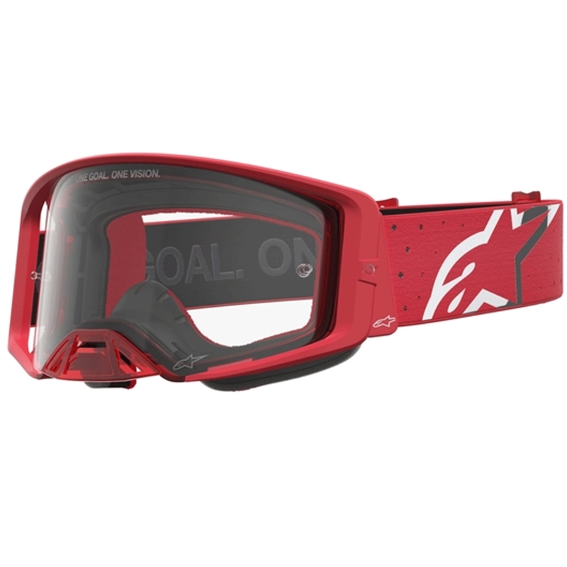 Alpinestars Supertech Vesta fluo rød-krom motocrossbriller (klar plexiglas)