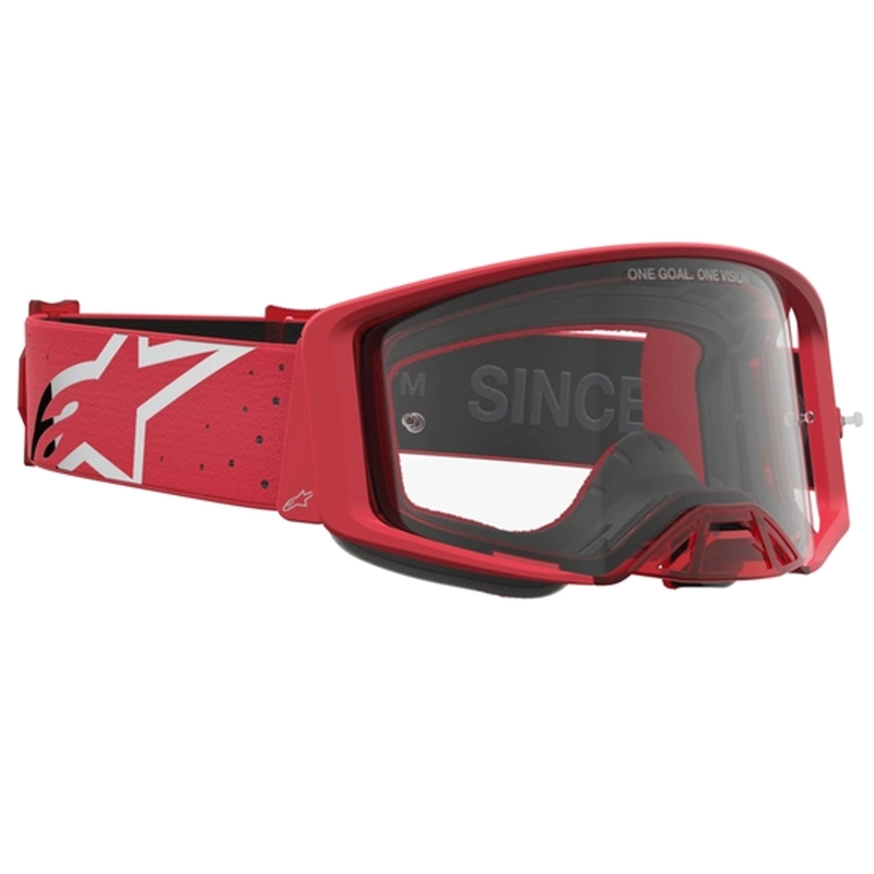Alpinestars Supertech Vesta fluo rød-krom motocrossbriller (klar plexiglas)