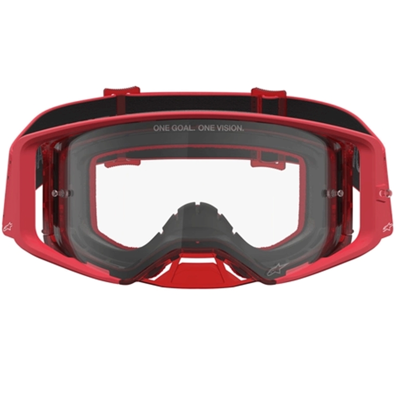 Alpinestars Supertech Vesta fluo rød-krom motocrossbriller (klar plexiglas)