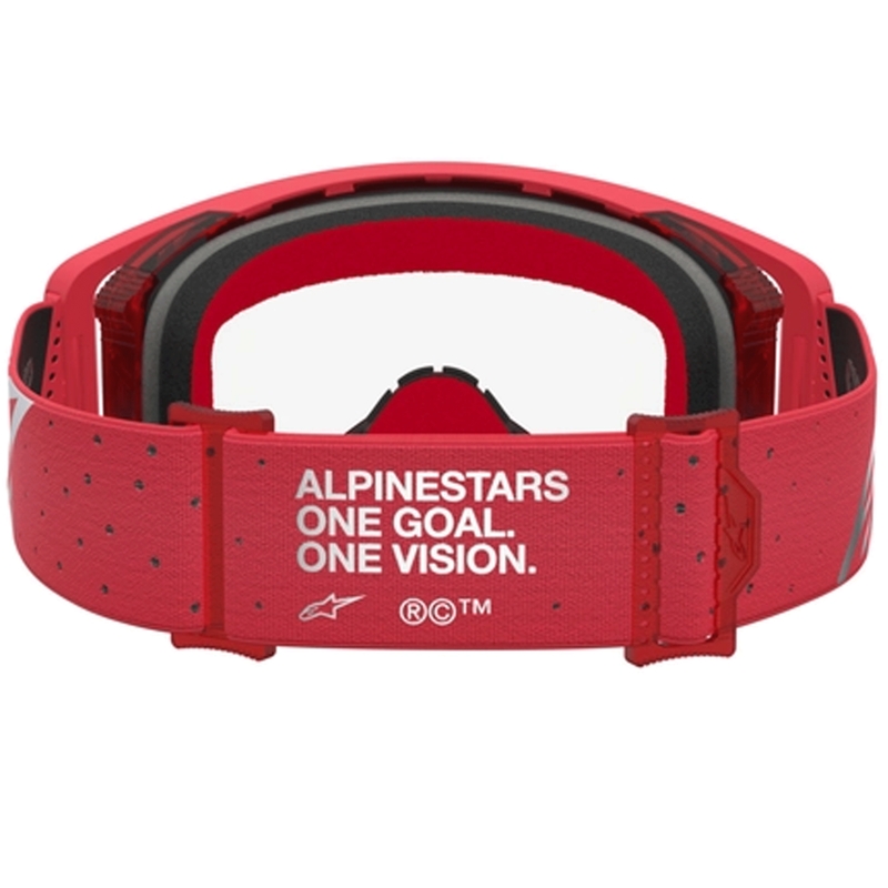 Alpinestars Supertech Vesta fluo rød-krom motocrossbriller (klar plexiglas)
