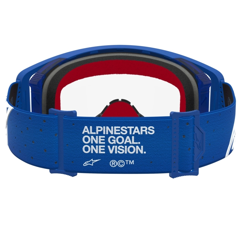 Alpinestars Supertech Vesta blå-hvide motocrossbriller med klar plexiglas