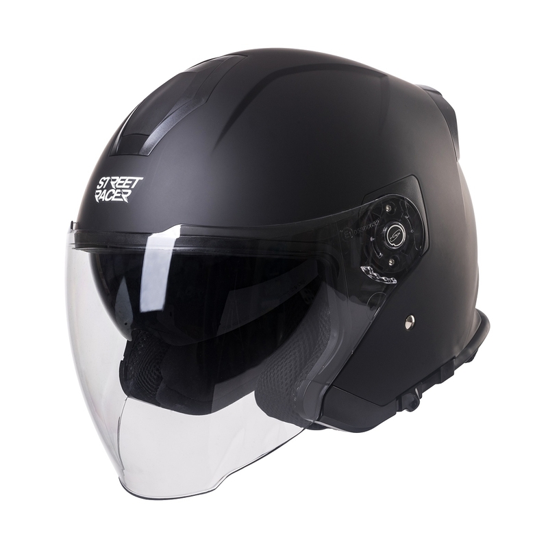 Åben motorcykelhjelm Street Racer SR 01 MotoZem Performance sort udsalg