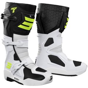 Motocrossstøvler Shot Race 6 sort-hvid-fluo gul 2 - II. kvalitet