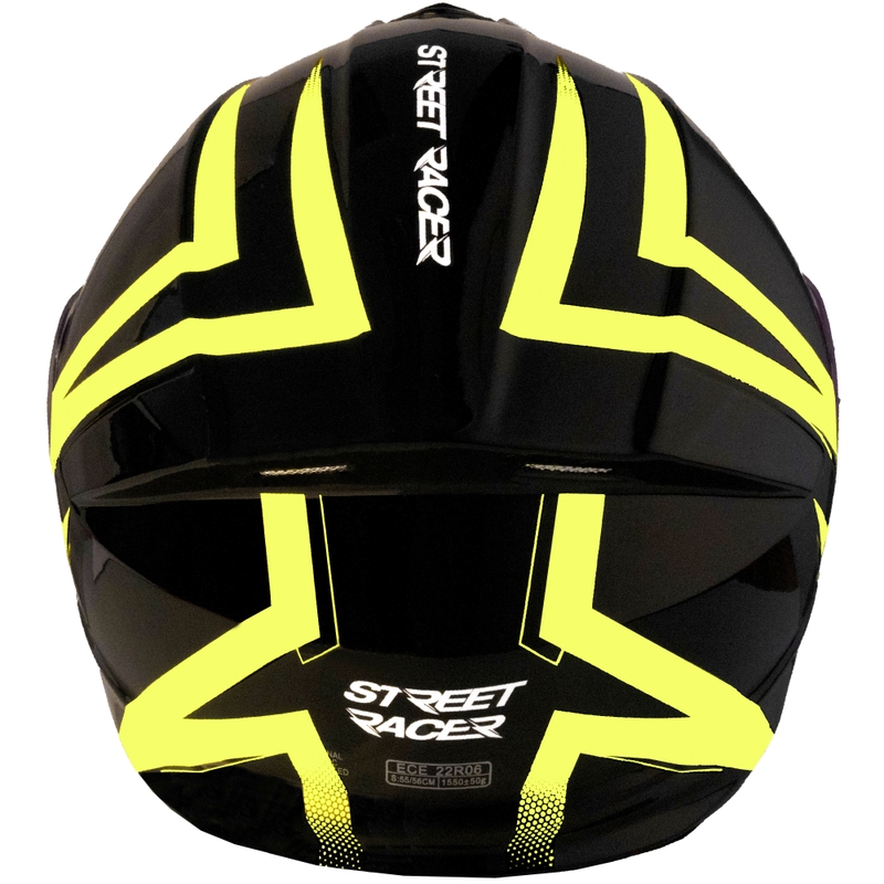 Flip-up motorcykelhjelm Street Racer Fury sort-fluo gul 2 - II. kvalitet