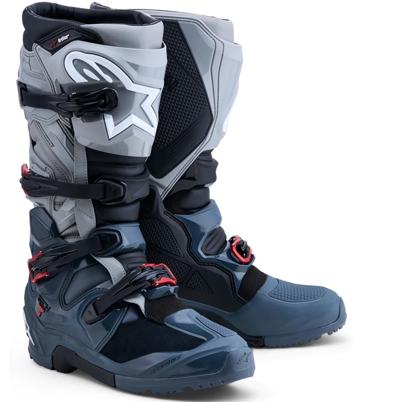 Motorcykelstøvler Alpinestars TECH 7 Enduro Drystar, Mørkegrå-Lysegrå-Rød