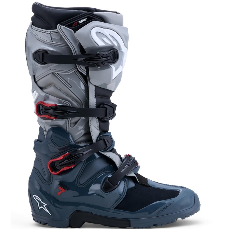 Motorcykelstøvler Alpinestars TECH 7 Enduro Drystar, Mørkegrå-Lysegrå-Rød