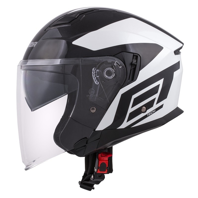 Cassida Jet Tech Corso Open Motorcykelhjelm Sort og hvid