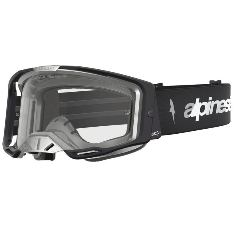 Alpinestars Vision 8 Amber motocrossbriller sort-sølv med klar plexiglas