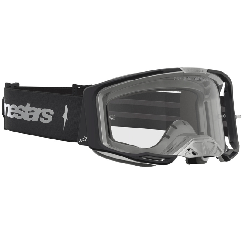 Alpinestars Vision 8 Amber motocrossbriller sort-sølv med klar plexiglas