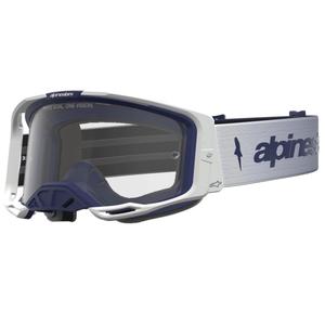 Alpinestars Vision 8 Amber blå-hvide motocrossbriller med klar plexiglas