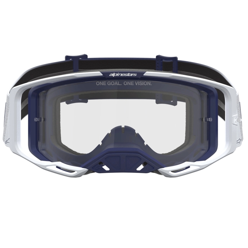 Alpinestars Vision 8 Amber blå-hvide motocrossbriller med klar plexiglas